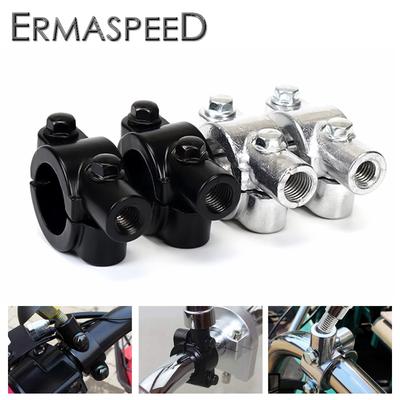 2Pcs Black Silver 8mm 10mm Motorcycle Handlebar Rearview Mirror Mount Adapter Holder Clamp for Moto Autobike Scooter