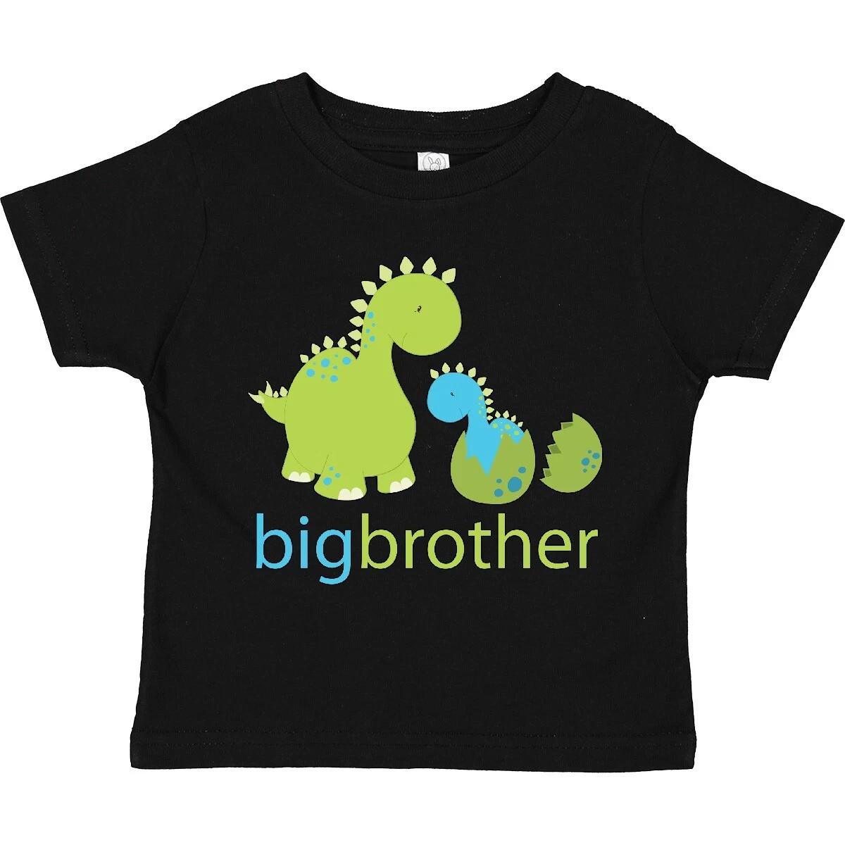 

Inktastic Happy Dinosaur New Big Brother Toddler T-Shirt Green Blue Little Egg 120