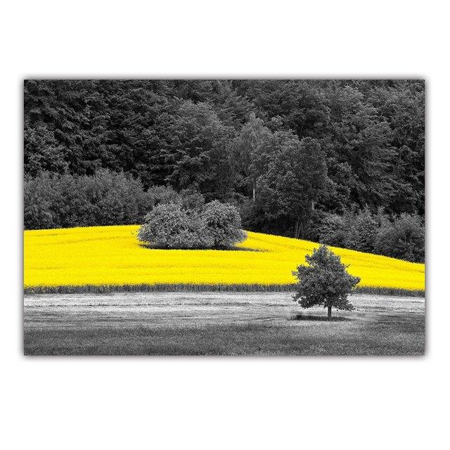 Retro Art Country Style Landscape Canvas Painting Rape Flower Sea Poster Office Wall Painting Living Room Home Decoration Mural No Frame