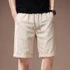 Hochwertige amerikanische Retro-Kontrastfarbe vertikale Streifen Leinen-Baumwollmischung lässige Shorts Herren Sommer dünn trendige Fünf-Punkt-Hose