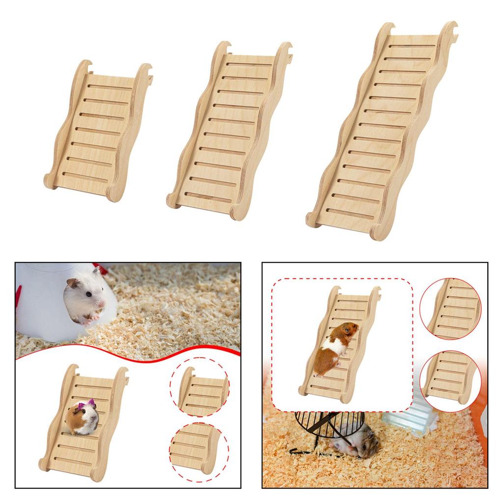 Multipurpose Wooden Hamster Ladder Bridge Stable Ramp for Mice Gerbil Bunny Cage Training Small Animal Toy