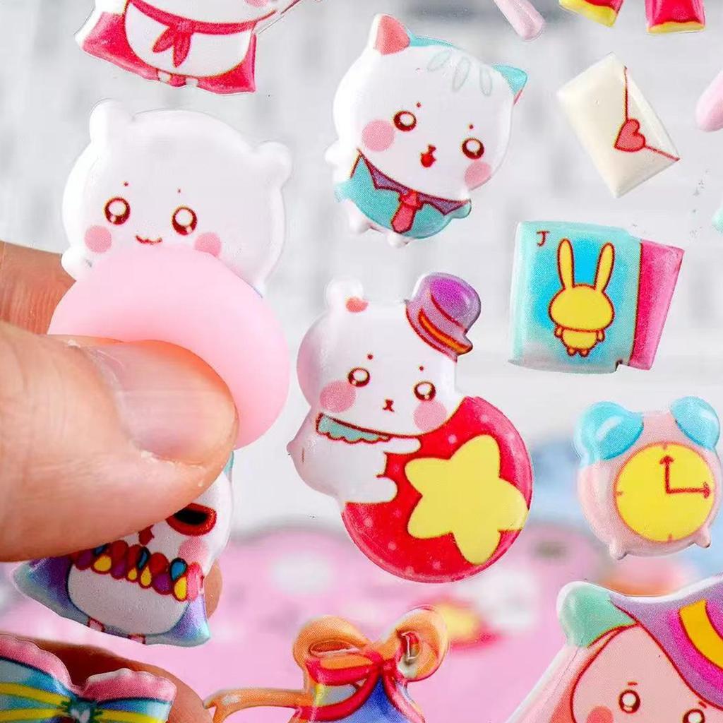 Bubble Stickers 3D Cartoon Bunny Decals Funny Animal Bubble Stickers For Party Classroom Birthday Christmas Gifts for Kids