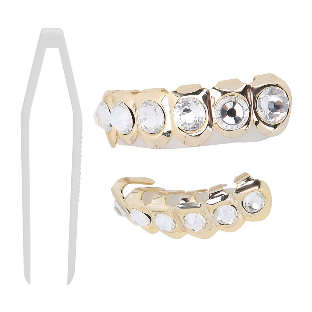 Upper Lower Shining Hip Hop False Teeth Set Halloween Festival Teeth Decoration Brace