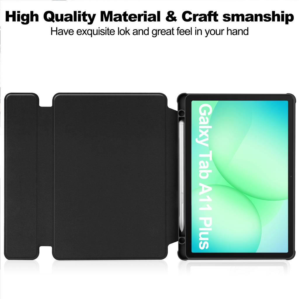 For Samsung Galaxy Tab A11+ Case 360° Rotary Stand PU Leather+Acrylic Tablet Cover (Without Keyboard)