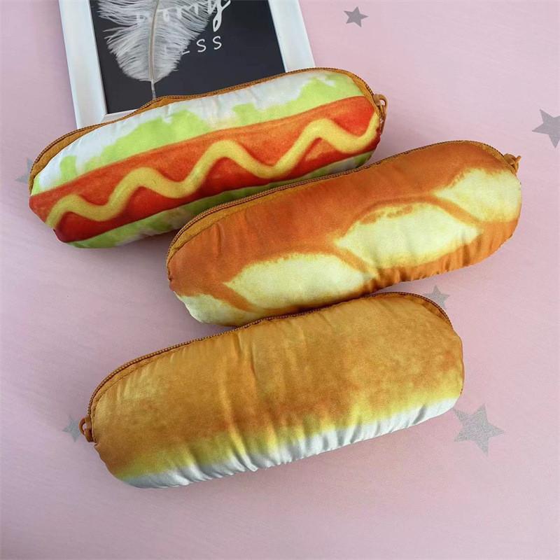Cute Cartoon Toast Plush Pencil Case For Kids School Supplies Storage