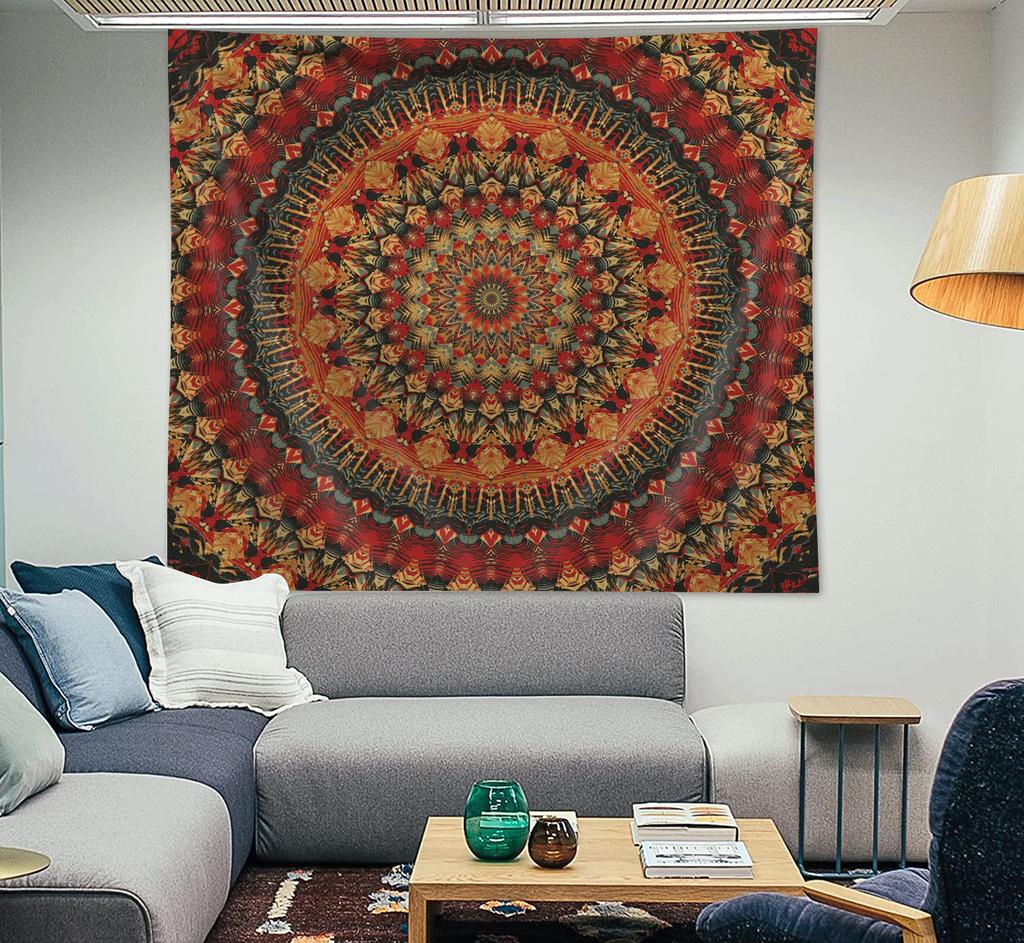 VIKAMA Vintage Bohemian Tapestry Mandala Geometric Totem Ins Style Living Room Room Decoration Cafe Entryway Decoration