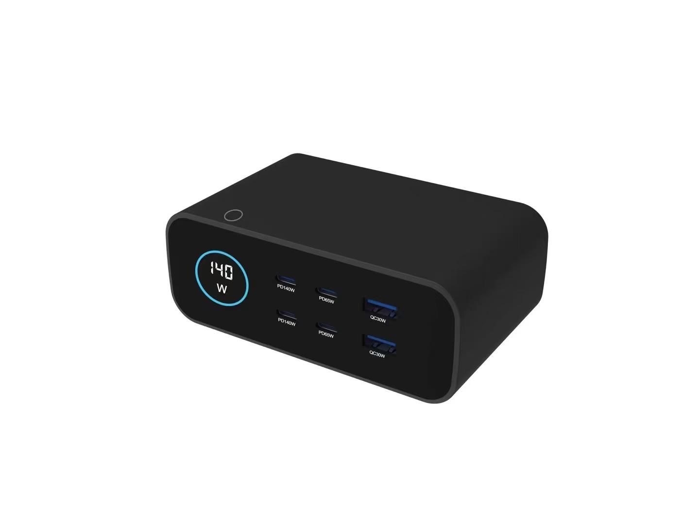 140W GaN Universal Desktop Charging Station 6-Port( PD QC Fast Charging Hub Digital Display Office Home Travel Used Charger Universal