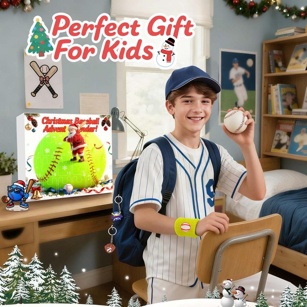 23d Christmas Advent Calendar, Baseball Toys For Kids And Teens, Surprise Gift Boxes For Boys, Girls, And Teens, Baseball Accessories And Decorations