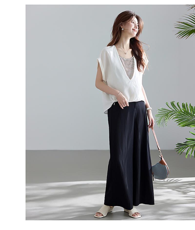Light Oxygen Commuting Series Lyocell Fake Two Piece Striped Shoulder Down Shirt