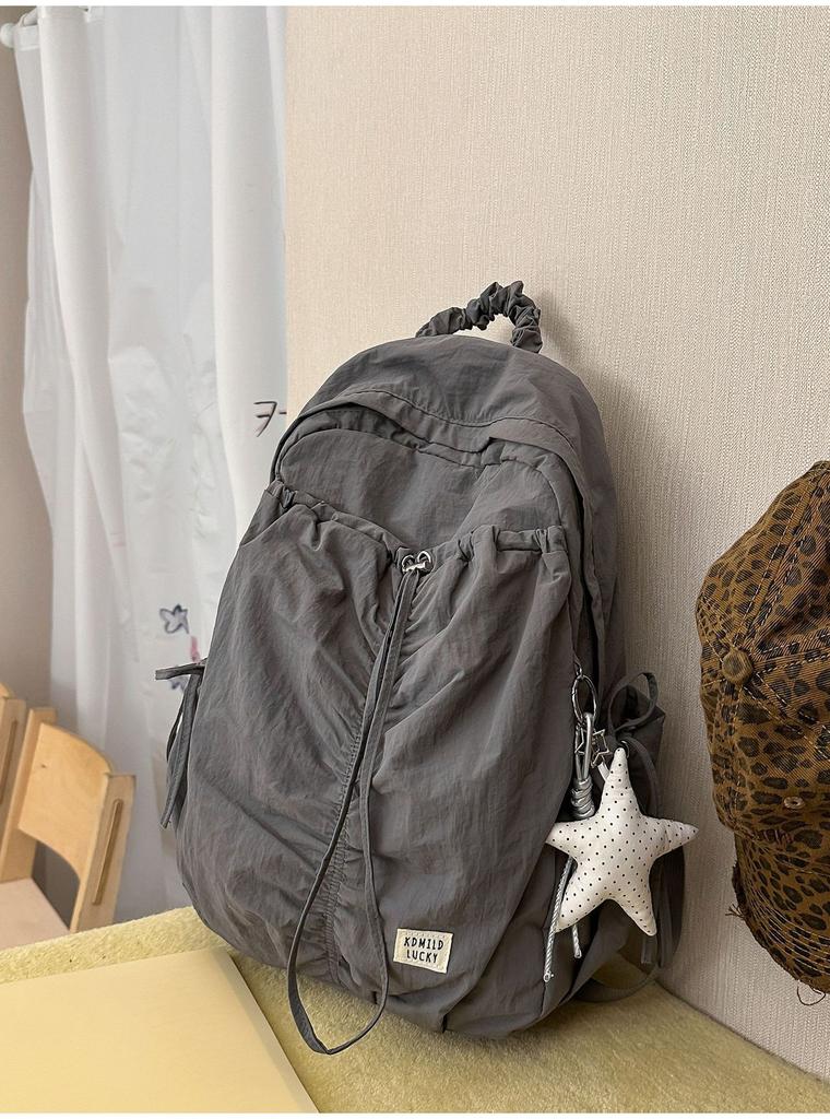 Schoolbag Student School Bag Solid Color Backpack Women's Travel Light Outdoor Sports Mountaineering Bag Korean Leisure Folded School Bag Women's