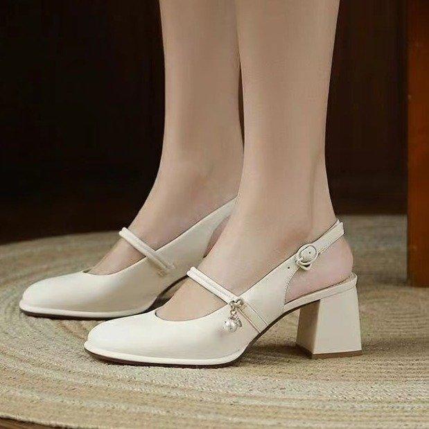 Baotou Sandals Female Summer 2025 New Thick Heel Fairy Wind Gentle Mary Jane High Heel Single Shoes Bridesmaid Shoes