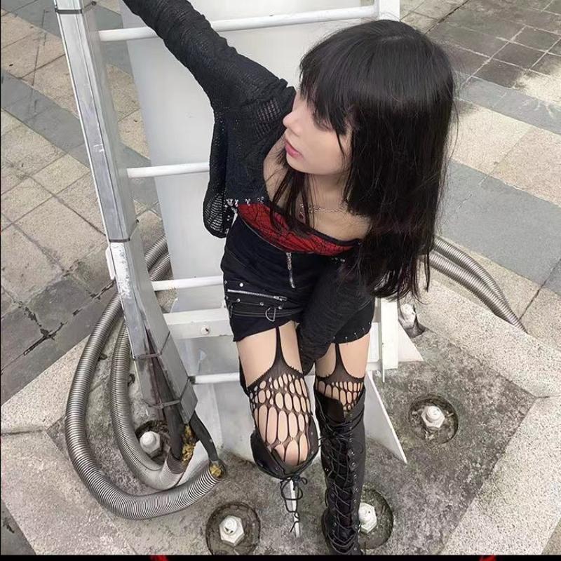 Sexy Spider Web Stockings Women Thigh High Fishnet Mesh Tights Pantyhose Gothic Lolita Legging Dark Spider Hollow Out Long Socks