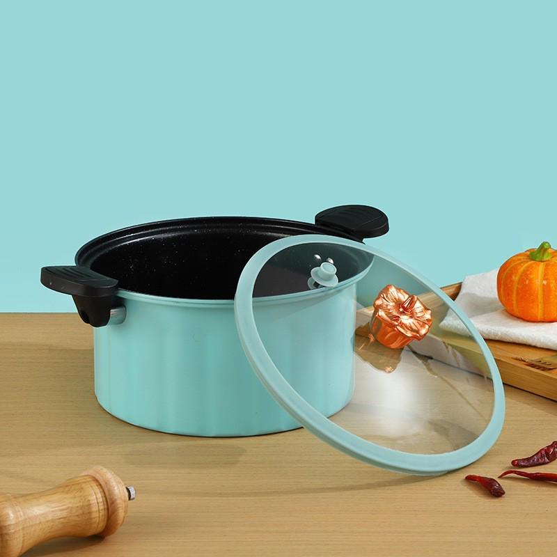 Large Capacity Non-Stick Enamel Soup Pot - Multi-Functional Double-Handled for Low Pressure Cooking