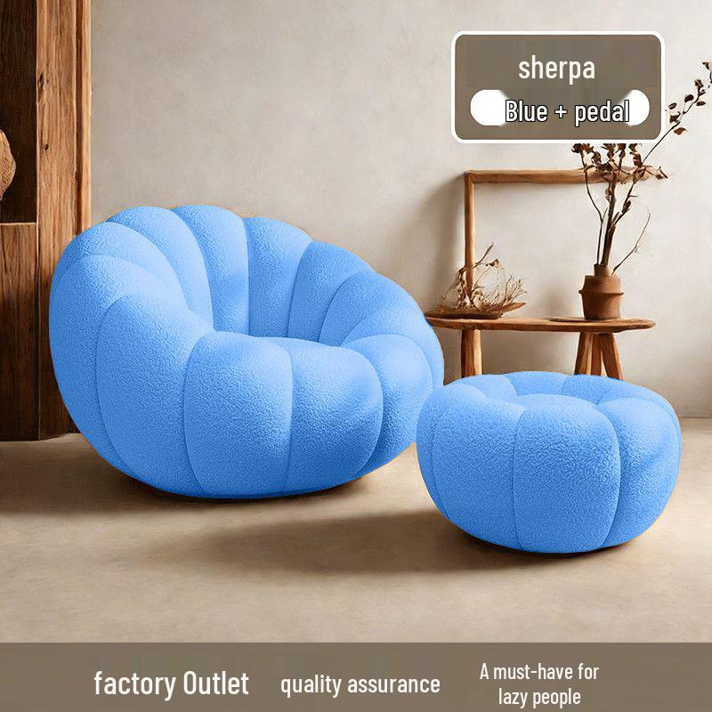 Cream Pumpkin Tatami Sofa Chair: Compact Single Person Sofa for Bedroom or Balcony Relaxation.