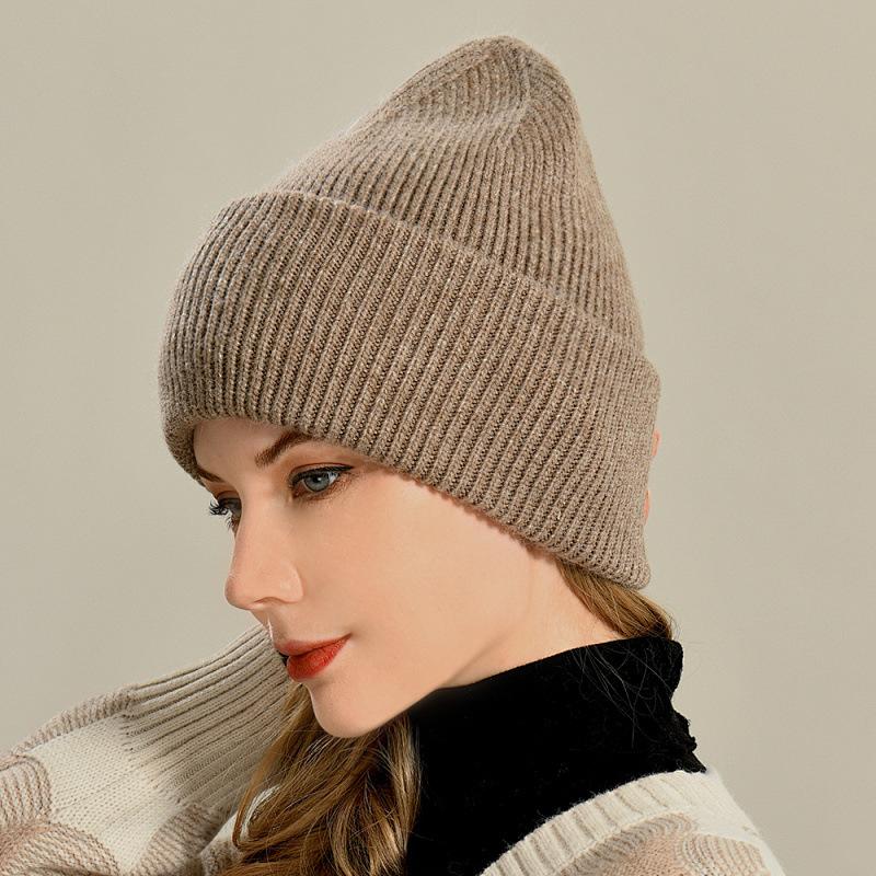 Angora Knitted Hat Angola Fashion Commuter Warm Face Small Solid Color Wool Hat
