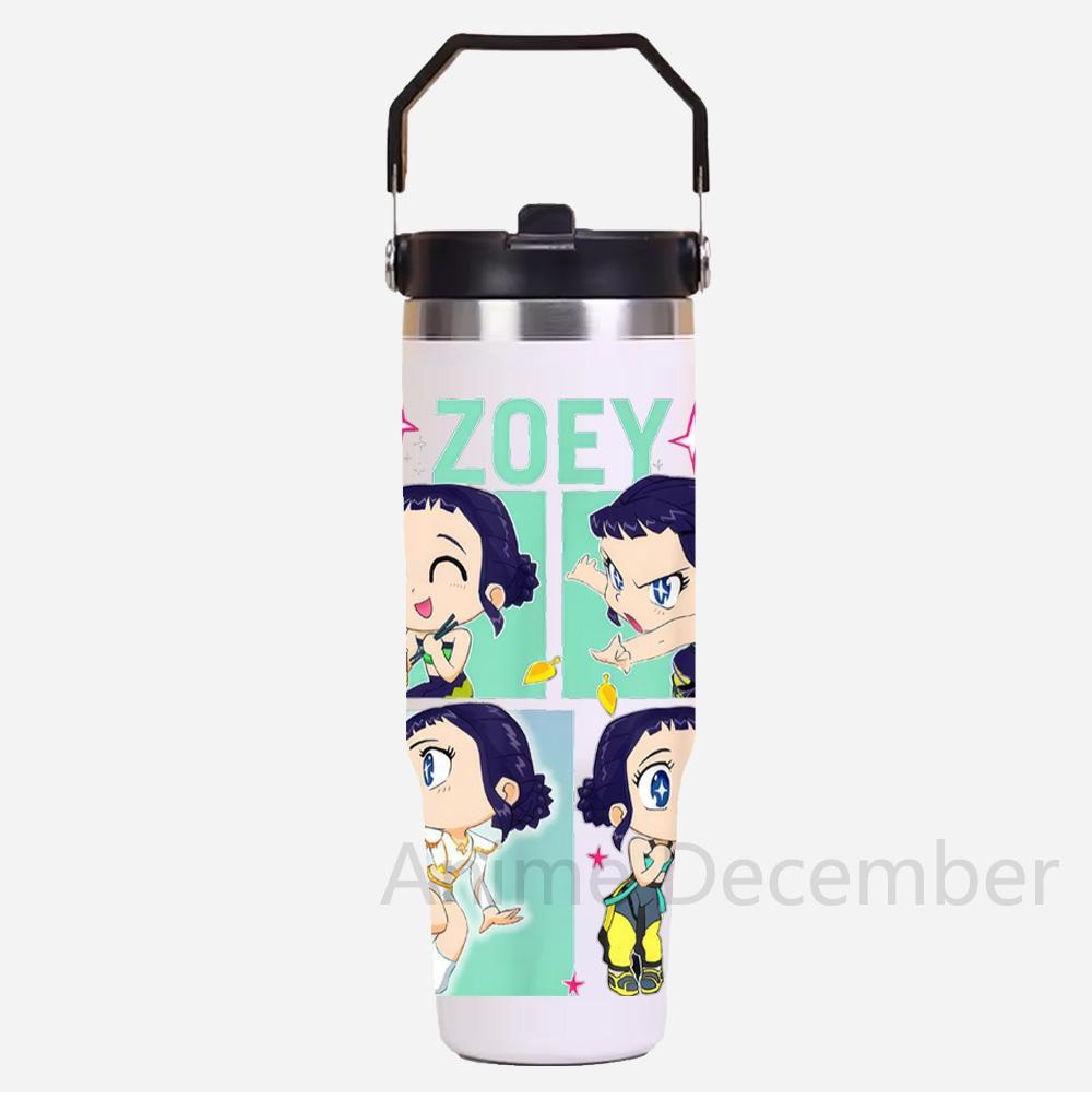 30Oz Anime K-Pop American Simple Solid Color Stainless Steel Thermos Portable Car Easy To Carry Water Cup Thermal Insulation Cold Ice Cup