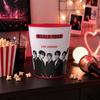 Metal Popcorn Bucket Storage Container with Printed Design for Home Theater Room or Party Use Durable and Lightweight Metal Construction