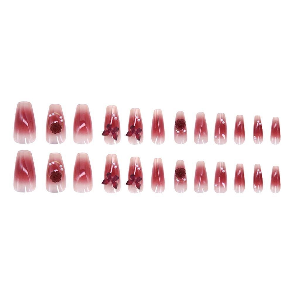 Medium Length Ballerina False Nail Square Head Press on Nails Detachable Nail Tips Girl