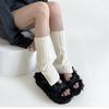 Women's Aesthetic Solid Color Leg Warmers with Side Split Ribbed Knit Boot Covers Footless Socks for Everyday Wear