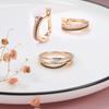 Unusual  Rose Gold Ring Earrings Sets Black White Natural Zircon Cross Geometry Rings For Women Vintage Jewelry Sets