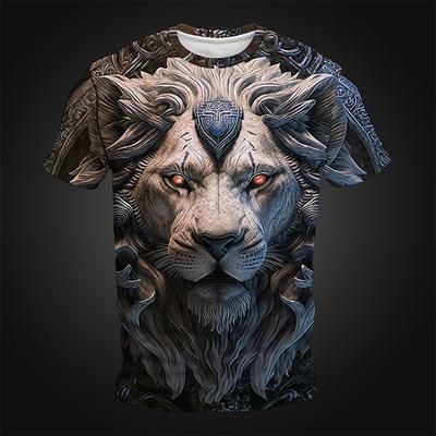 Herren Grafisches Tier Löwe T-Shirt Kurzarm T-Shirt 3D Druck Rundhals Shirt Täglich Designer Retro Vintage
