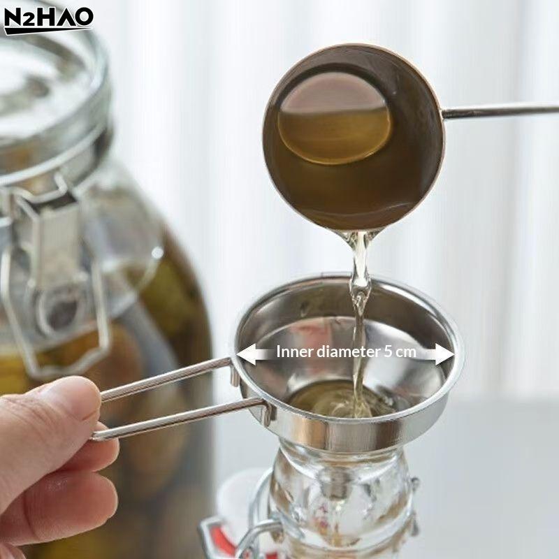 Stainless Steel Funnel With Handle Small Metal Funnel For Filling Bottles Liquor Wine Oil Coffee Beans Kitchen Gadget