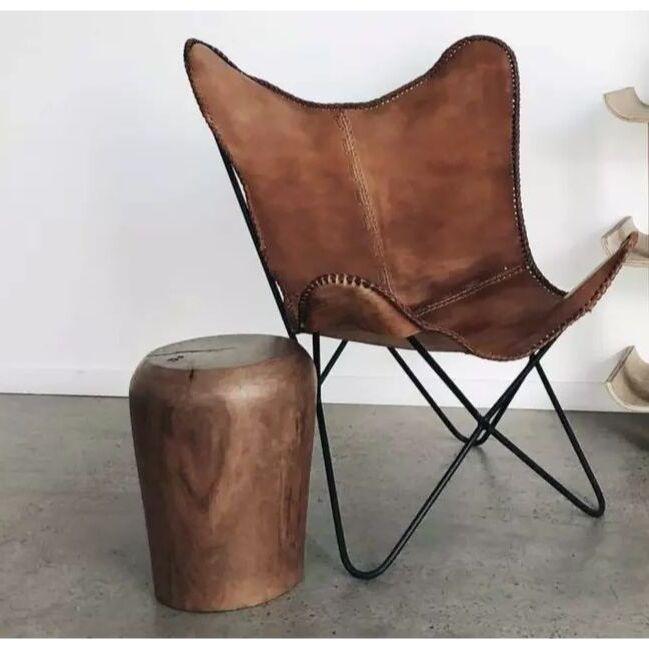 Vintage Handmade Buffalo Leather Butterfly Chair Lounge Accent Relax Arm Chair