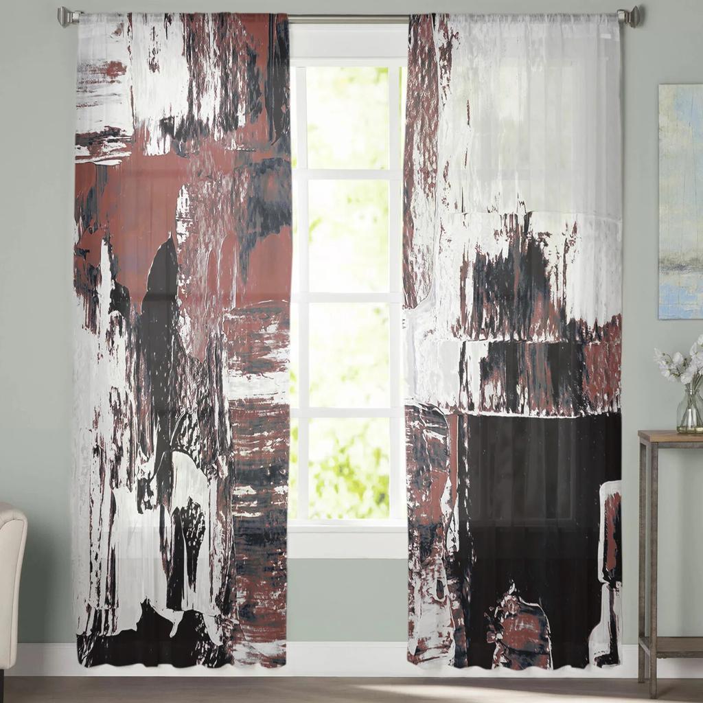 Abstract Color Watercolor Paint Sheer Curtains For Living Room Bedroom Home Decor Kitchen Tulle For Windows Voile Drapes