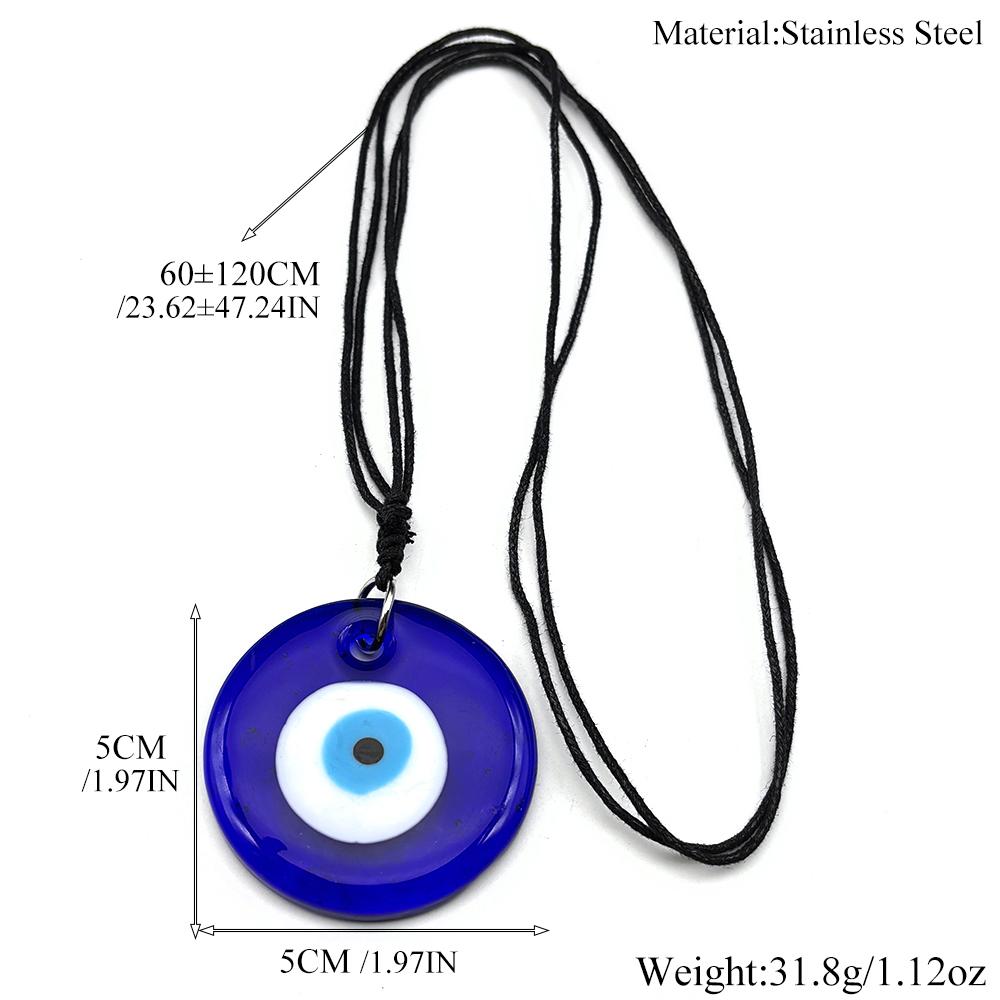 Lucky Evil Eye Fatim Hand Chain For Women Men Blue Window Glass Heart Islam Amulet Clavicle Necklace Adjustable Energy Jewelry