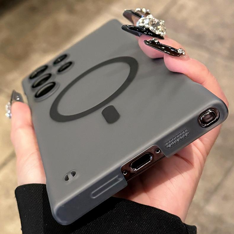 Luxury Thin Frameless Magnetic Wireless Charge For Magsafe Case For Samsung Galaxy S24 S23 Ultra S22 Plus Hard Matte Clear Cover