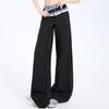Plaid Patchwork Lace Double Waistband Wide-Leg Pants for Women - New 2025 Spring/Autumn Casual Long Pants