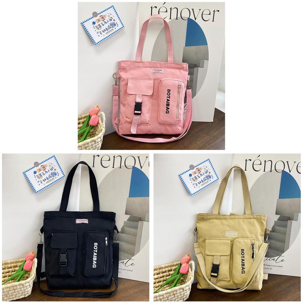 Canvas Tote Bag For Women Large Capacity Casual Shoulder Crossbody Urban Style