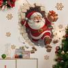 3D Santa Wall Sticker Funny Breakthrough Christmas Decal with Snowflake Decor for Festive Home Walls