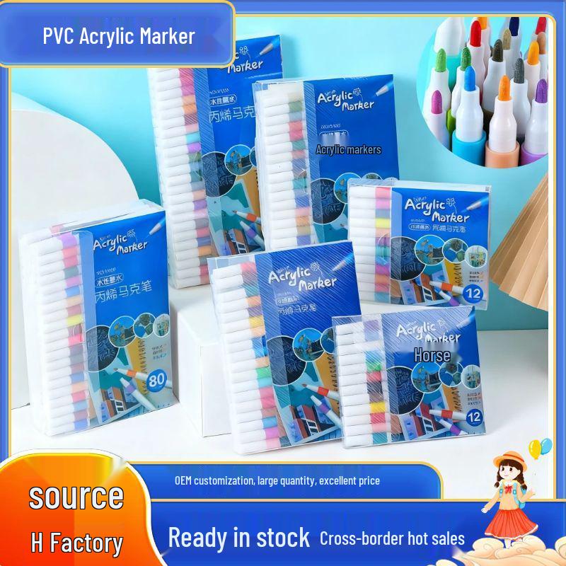80-Color Acrylic Markers Set for Kids: Layerable Watercolor Paintbrushes in PVC Box