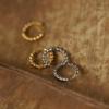 French Retro INS Style Commuting Earrings: Gold & Silver Titanium Steel with Small Round Beads