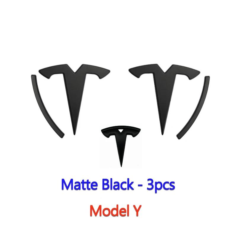 FOR Tesla Model 3 Model Y ABS Car Overlay Sticker Front Hood Cover Emblem Steering Wheel Rear Trunk Badge Modified Decoration