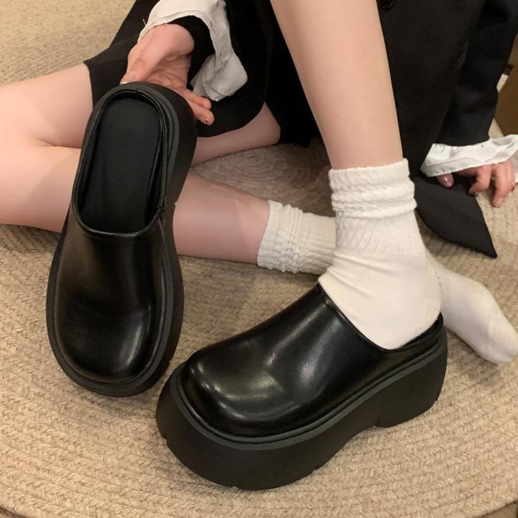 Internet Celebrities Heel-free Slippers Spring New Popular Super High Heel Bag Head Shoes Breathable and Cool