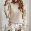 Autumn Winter Women's Sweater Patchwork Lace Round Neck Long Sleeve Button Pullover Knitwear Women