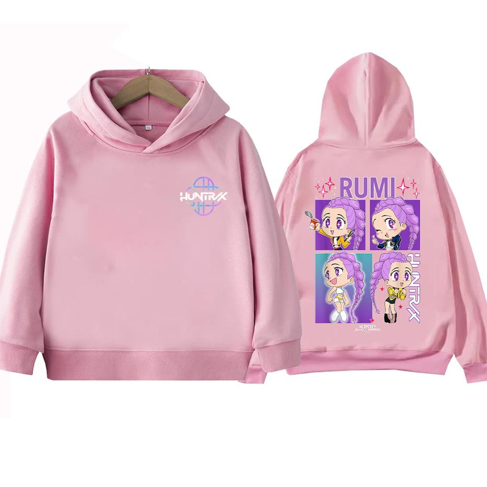 Girls Hooded Sweatshirt Warm KPop Demon Hunter Rumi Derpy Cartoon Boy Children's Korean Wave Fashion Casual Tops Casual Clothing