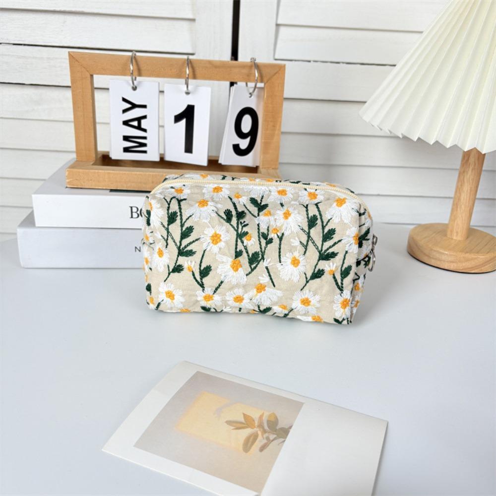 Dustproof Embroidered Cosmetic Bag Large Capacity Pencil Case Simple Cosmetic Storage Bag Travel