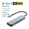 USB C HUB 4K 30Hz PD100W Dock USB-C 3.1 Splitter Type-C USBC Docking Station Adapter for MacBook Laptop iPad Huawei USB 3.0 HUB