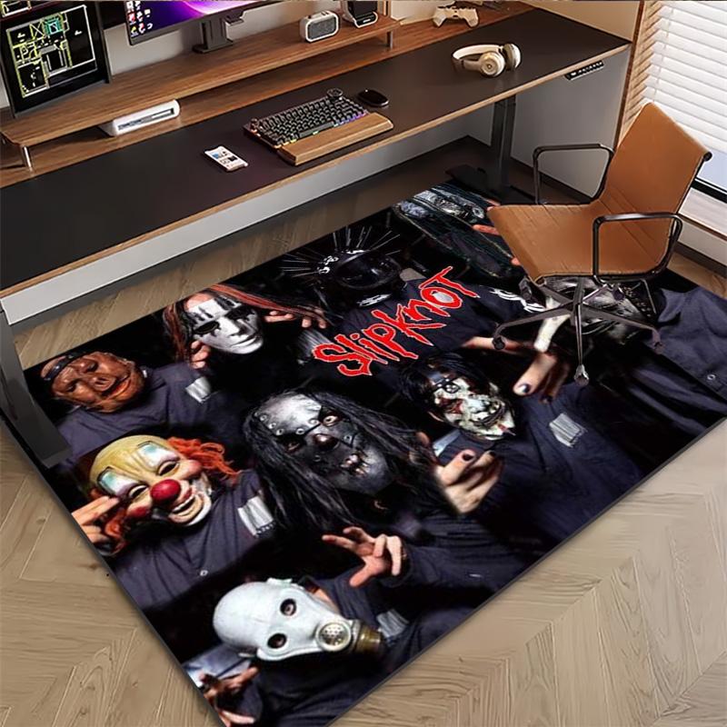 Slipknot Masked Band Members Group Area Rug Non Slip Mat, Rock Portrait Carpet for Heavy Metal Fan Home Decor