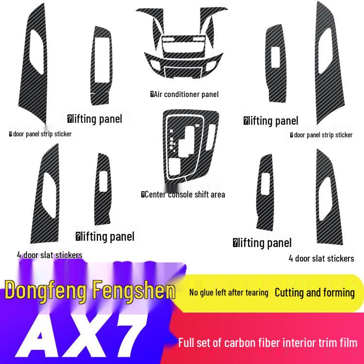 Dongfeng Fengshen AX7 Interior Carbon Fiber Center Console Protective Sticker: Fits 18 Models