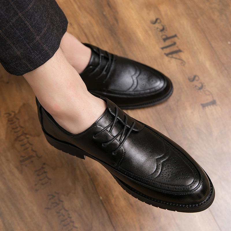 Summer Brock work men's shoes British Korean version trend increase men's business dress casual leather shoes wedding shoes