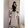 Spicy American Floral Lace Mermaid Maxi Skirt