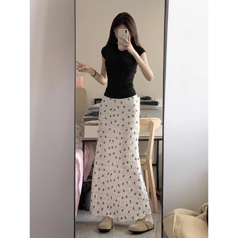 Spicy American Floral Lace Mermaid Maxi Skirt