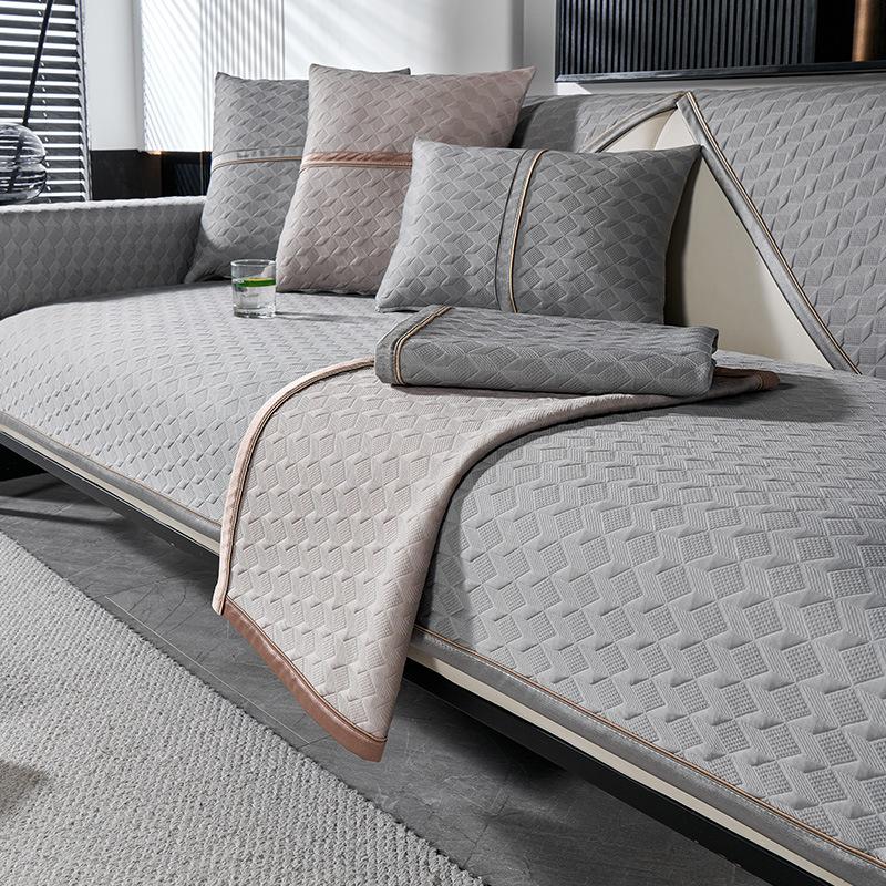 New High-End Summer Ice Silk Sofa Cushion Summer Mat Non-Slip Seat Cushion Premium Sense Cover Cloth Towel