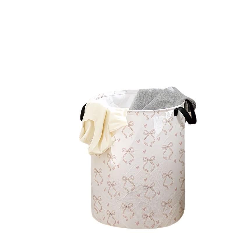 Gentle Bow Pattern Large Capacity Fabric Laundry Hamper for Clothes, Bedroom Sundries, and Toys