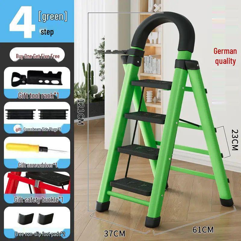 Multi-Functional Telescopic A-Frame Folding Ladder - Thick Carbon Steel Step Ladder for Indoor Use