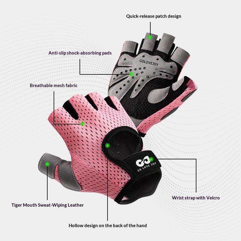 1Pair Gym Gloves Fitness Weight Lifting Body Building Training Sports Gloves Workout Half Finger Hand Protector For Men Women